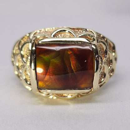 Rondo | 10.90 Gram Custom Fire Agate Ring | 14kt Yellow Gold