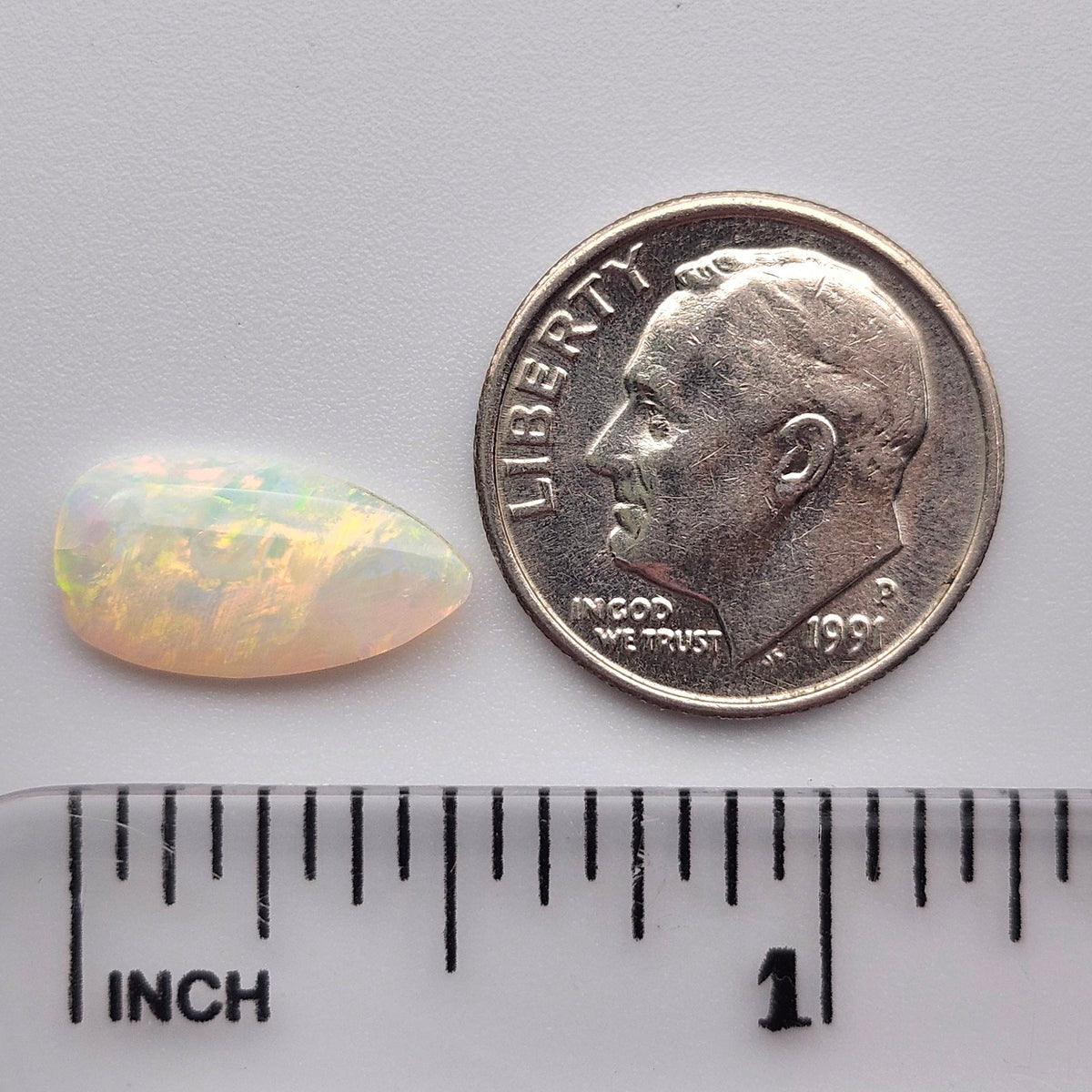 1.58 Lightning Ridge Light Crystal Australian Opal | Pear Cabochon | #E307