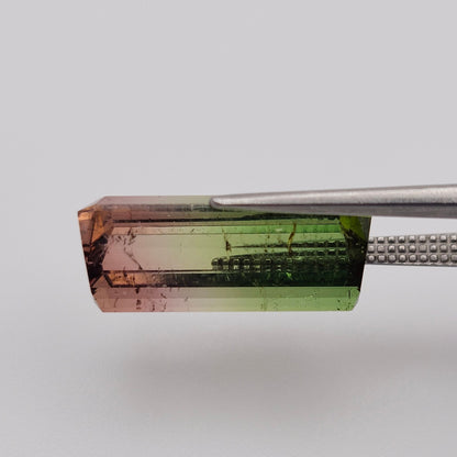 6.53ct Tri-Color Brazilian Tourmaline | Faceted Emerald Cut