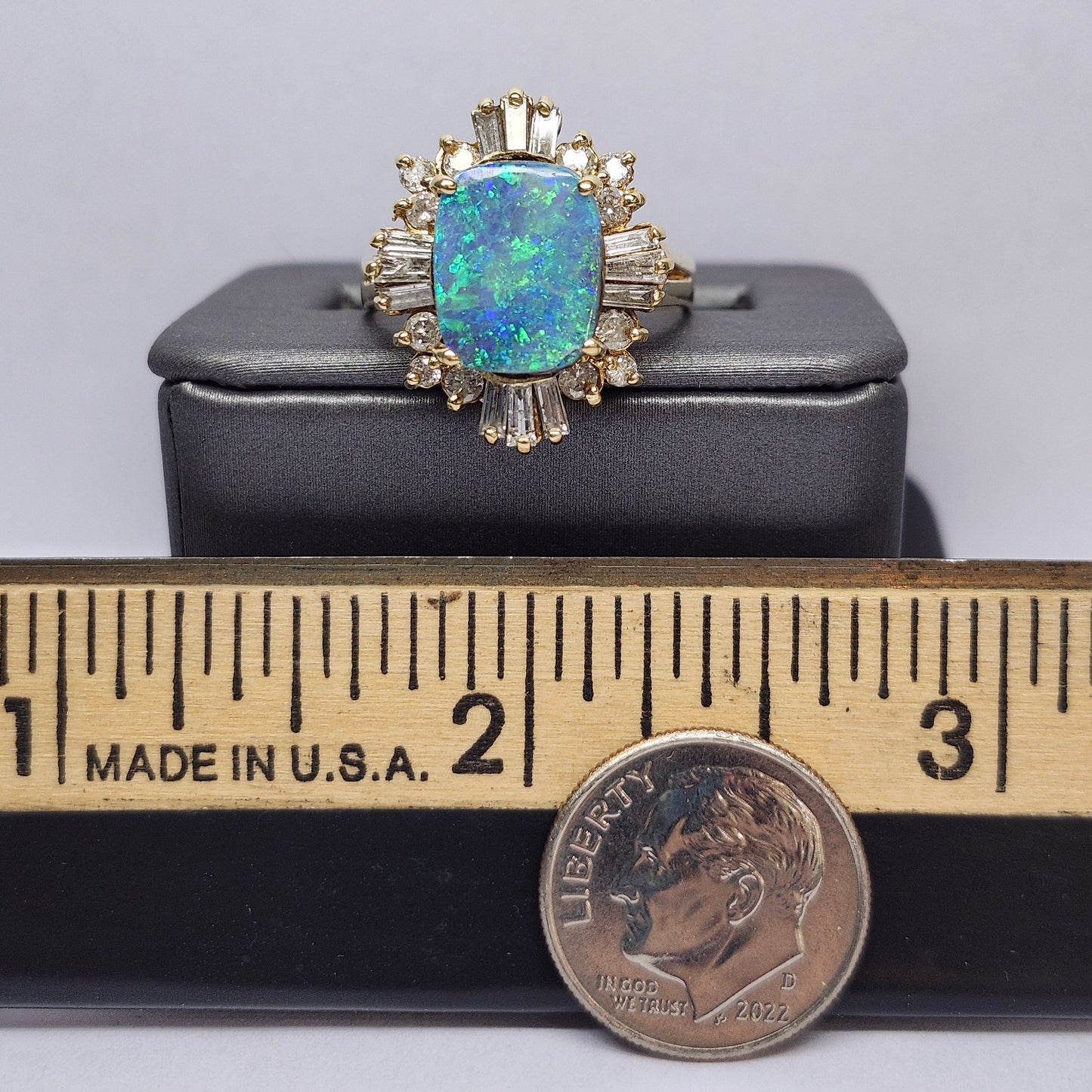 Areja | Australian Koroit Boulder Opal & Diamond Ring | Estate | 14kt Yellow Gold