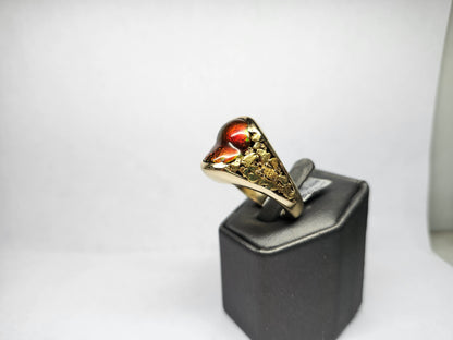 Eternal Flame | Men's 25.36 Gram Fire Agate and Gold Nugget Ring | 14kt