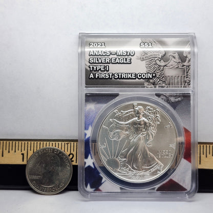 2021 S$1 Silver Eagle First Strike Collectible Coin | ANACS-MS70 | Fine Silver | #21