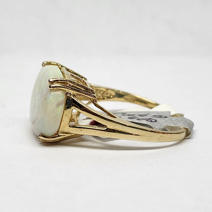 Gwen | Ladies' Split Prong Oval Opal Ring | 10kt Gold
