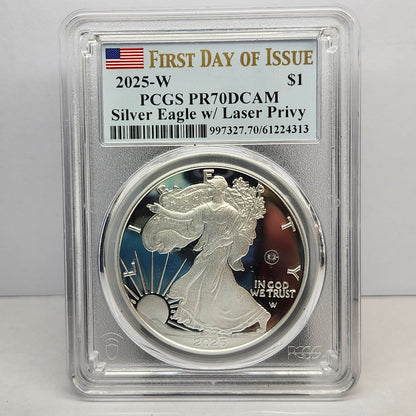 2025-W $1 Silver Eagle Collectible Coin w/ Laser Privy | Fine Silver | #12