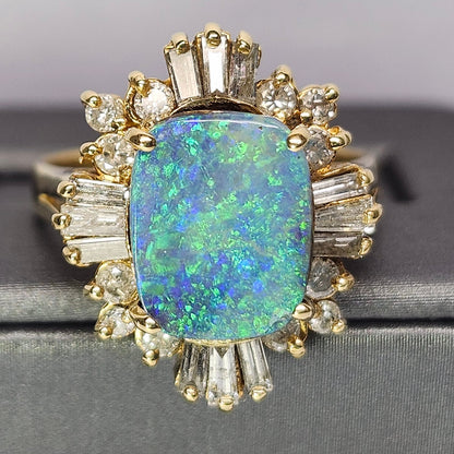 Areja | Australian Koroit Boulder Opal & Diamond Ring | Estate | 14kt Yellow Gold