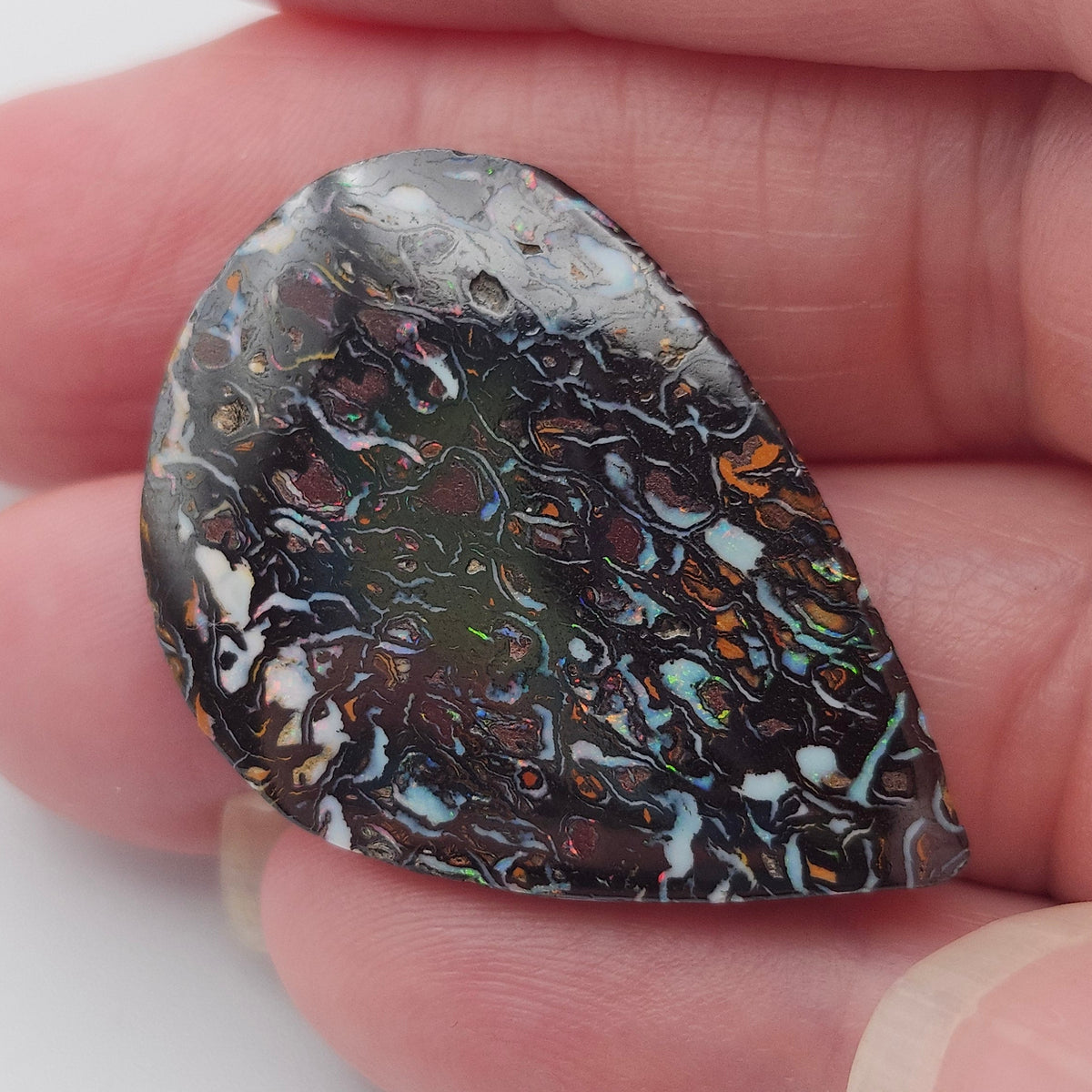 34.05ct Australian Koroit Boulder Matrix Opal | Freeform Pear Cabochon | #E300