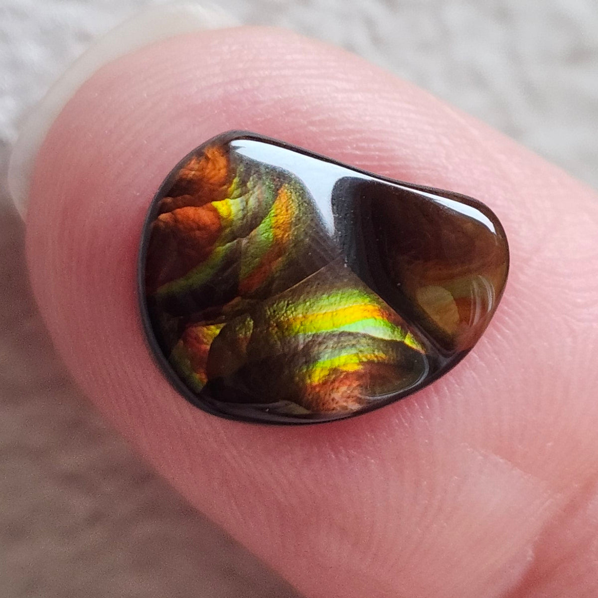 4.84ct Arizona Fire Agate | Freeform Pear Cabochon
