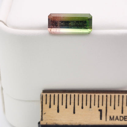 6.53ct Tri-Color Brazilian Tourmaline | Faceted Emerald Cut