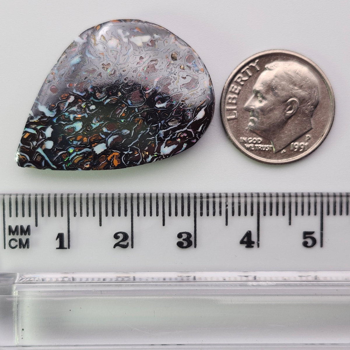 34.05ct Australian Koroit Boulder Matrix Opal | Freeform Pear Cabochon | #E300