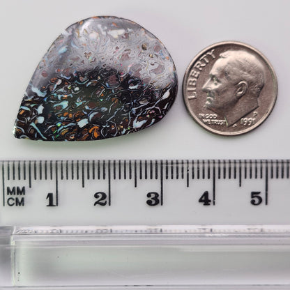 34.05ct Australian Koroit Boulder Matrix Opal | Freeform Pear Cabochon | #E300