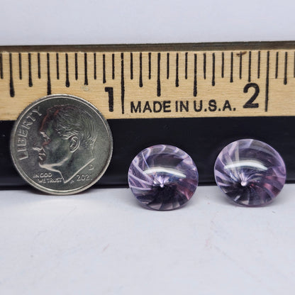 Laser Cut Amethyst Matched Pair | Custom Fancy Cut | Round