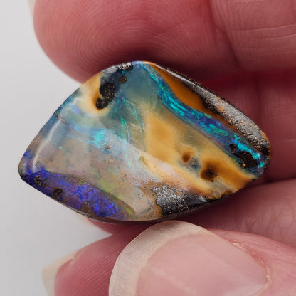 25.19ct Australian Koroit Boulder Opal | Freeform Pear Cabochon | #E299