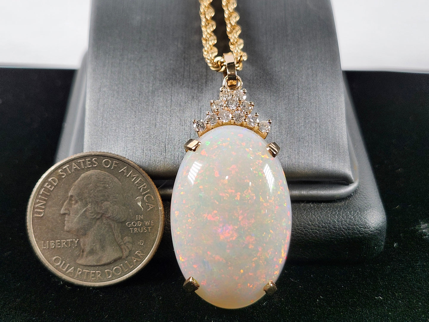 Princess Anne | Australian Coober Pedy Opal Pendant in 14kt Gold