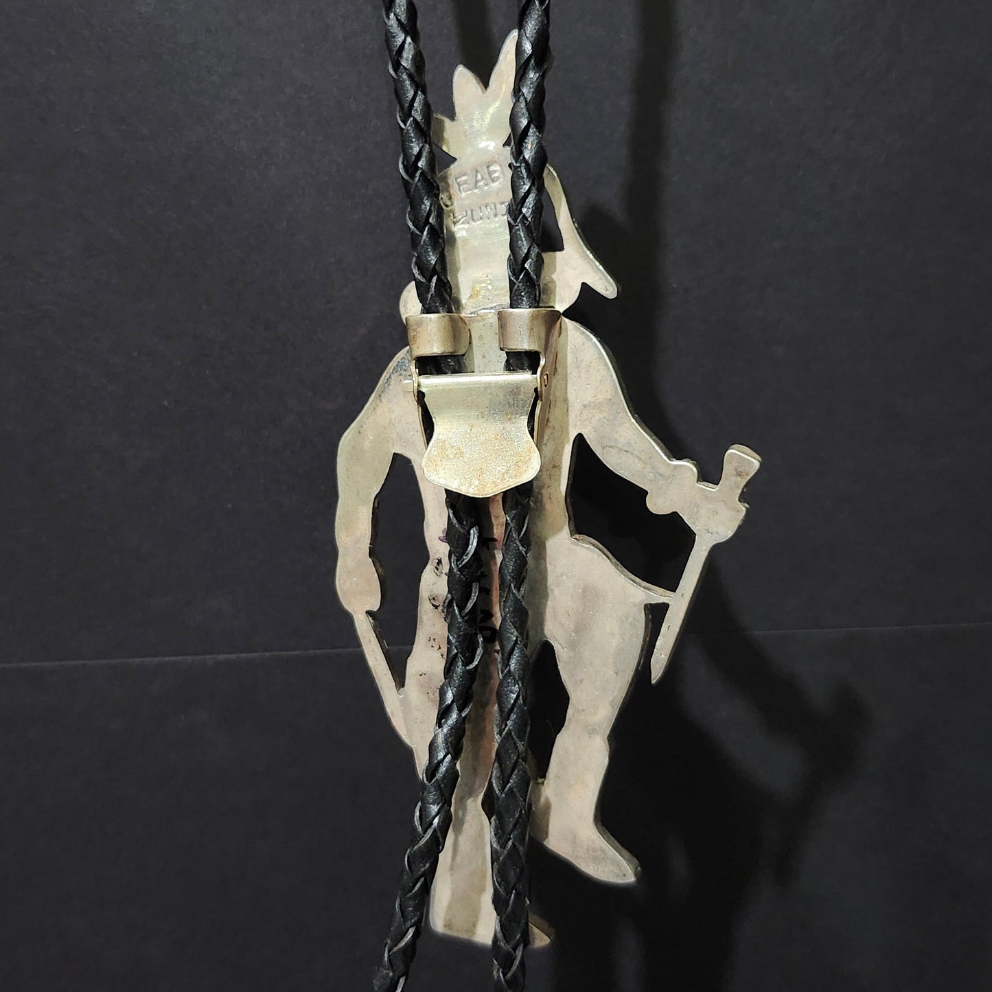 Zuni | Artist Edward Albert Beyuka | Kachina Inlay Bolo Tie | Vintage c.1950's | Sterling Silver