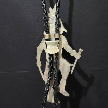 Zuni | Artist Edward Albert Beyuka | Kachina Inlay Bolo Tie | Vintage c.1950's | Sterling Silver