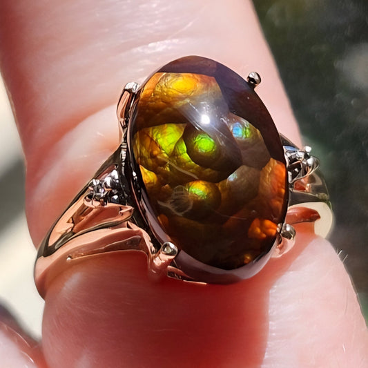 Ladies' Fire Agate & Diamond Ring | 10kt Gold