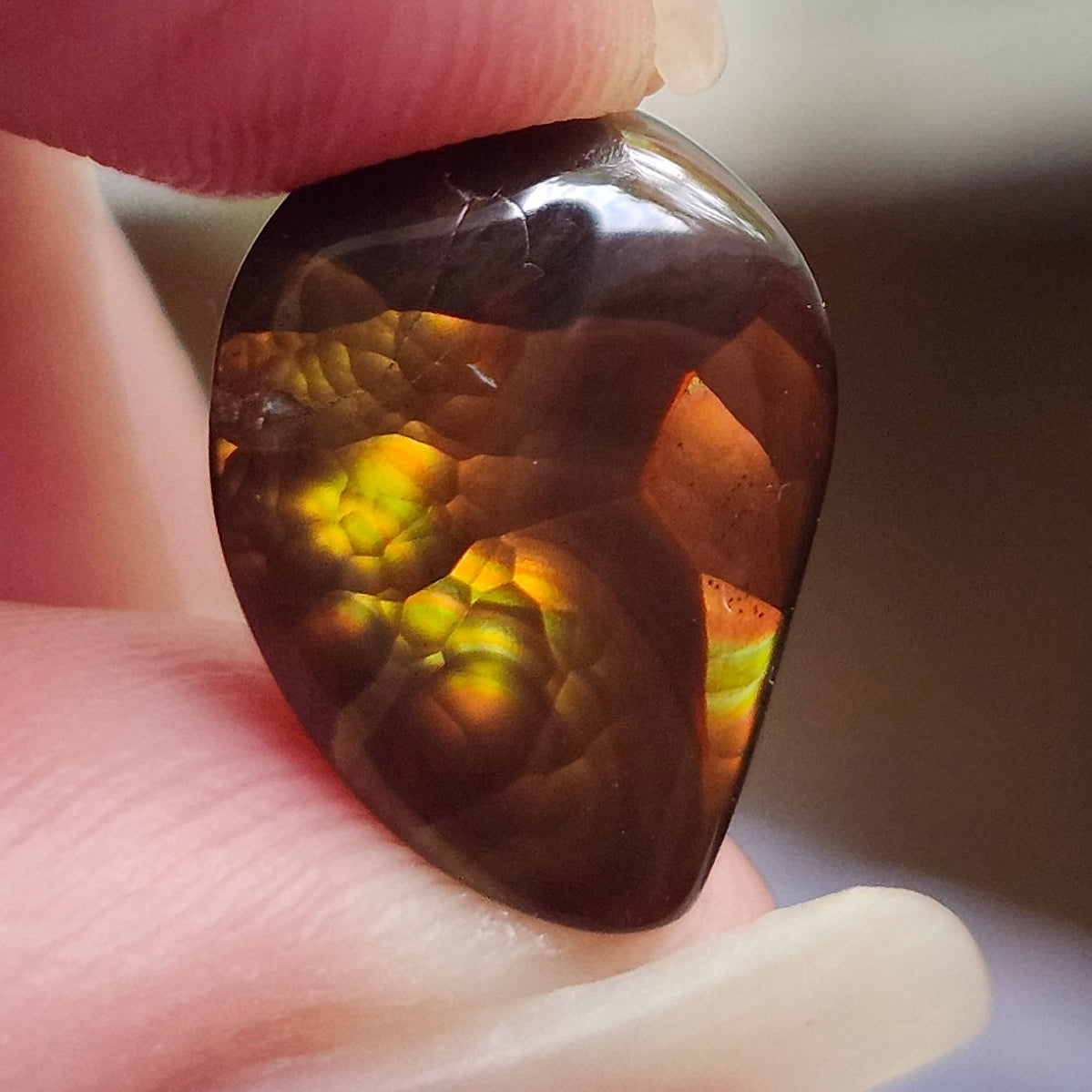 5.14ct Loose Fire Agate | Freeform Pear Cabochon