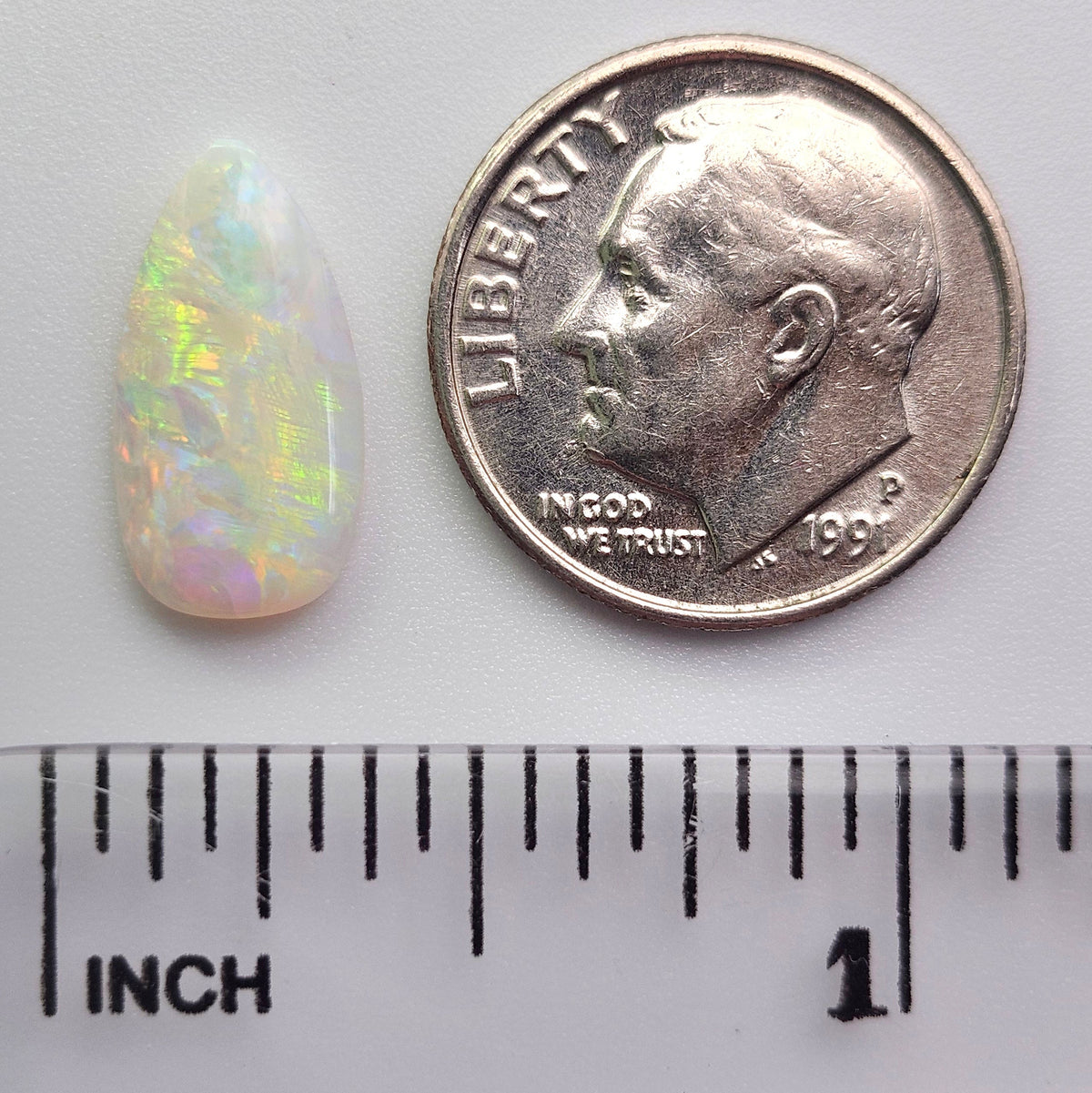 1.58 Lightning Ridge Light Crystal Australian Opal | Pear Cabochon | #E307