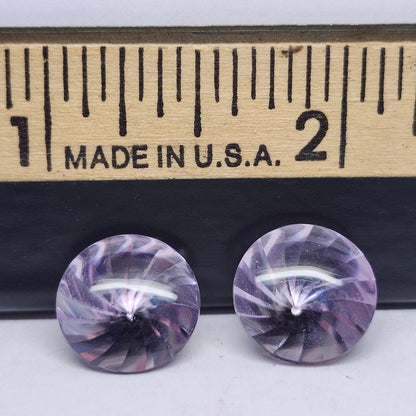 Laser Cut Amethyst Matched Pair | Custom Fancy Cut | Round