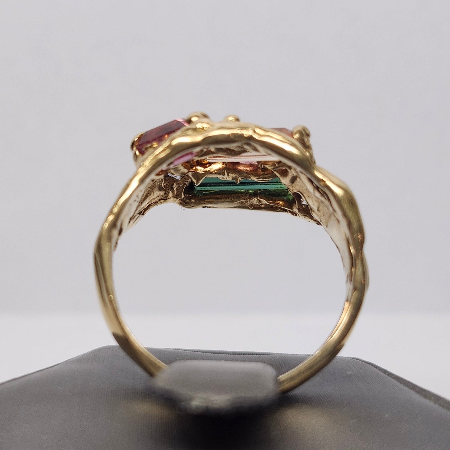 Tourmaline Trio & Spinel Custom Ring | 14kt Yellow Gold