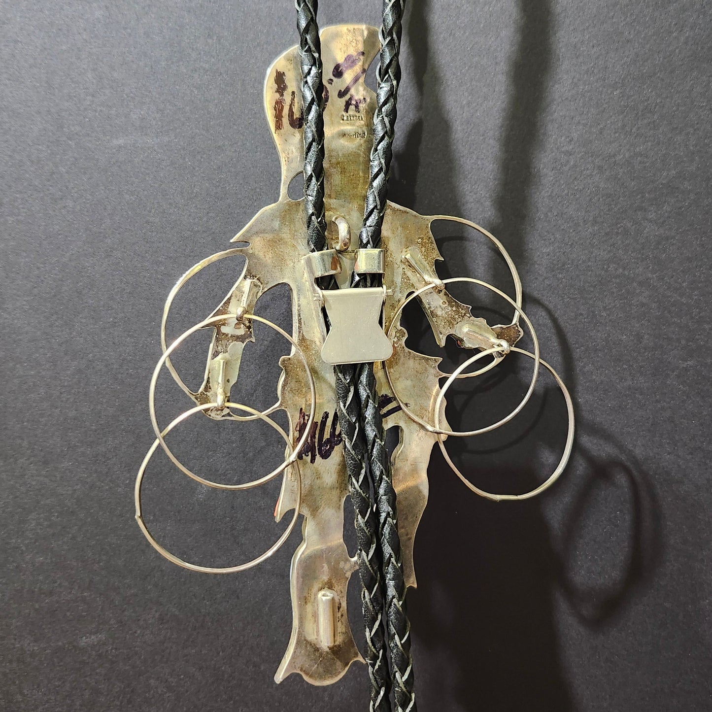 Zuni | Artist Jonathan Beyuka | Hoop Dancer Inlay Bolo Tie | Sterling Silver