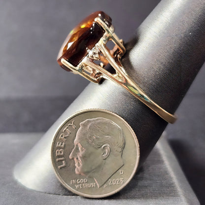 Ladies' Fire Agate & Diamond Ring | 10kt Gold
