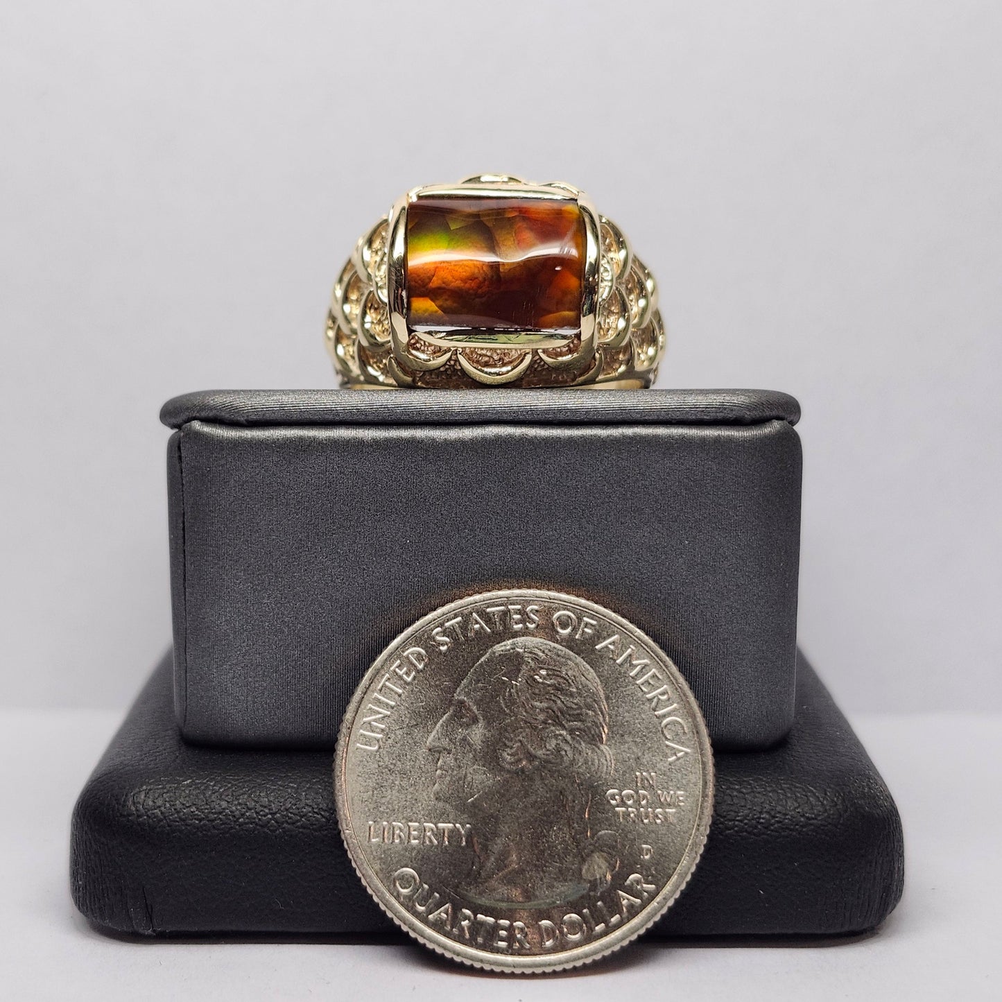 Rondo | 10.90 Gram Custom Fire Agate Ring | 14kt Yellow Gold