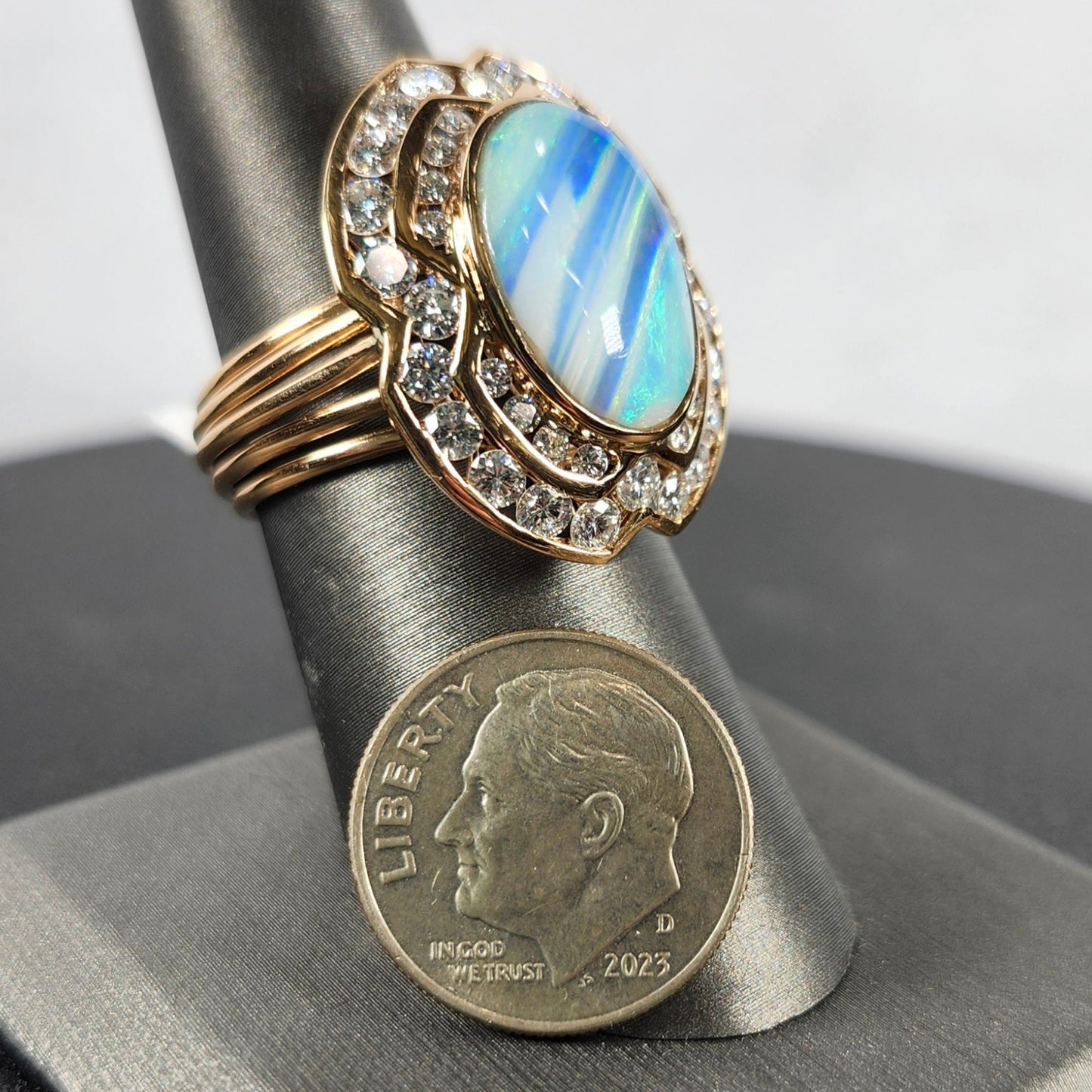 Lady Eva | Quilpie Boulder Opal & Diamond Ring | 14kt Gold