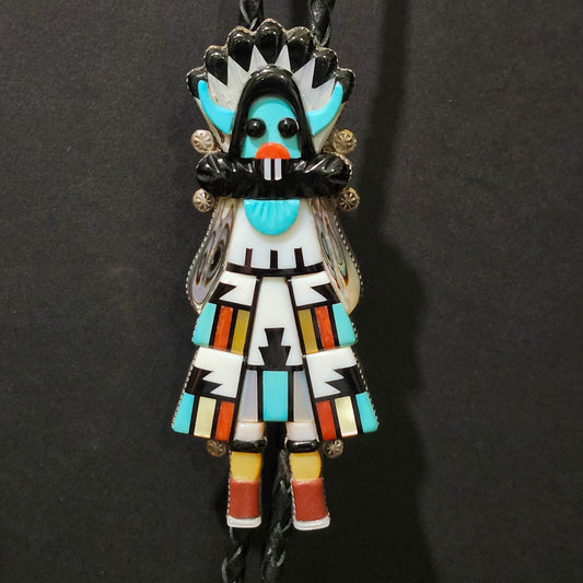 Zuni | Kachina Inlay Bolo Tie | Sterling Silver