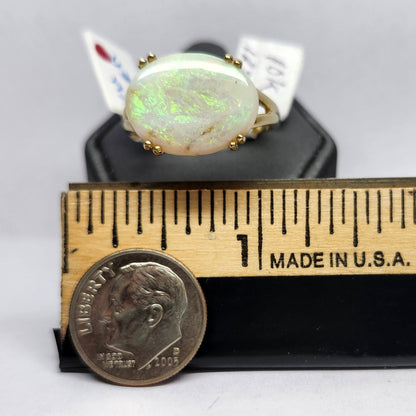 Gwen | Ladies' Split Prong Oval Opal Ring | 10kt Gold