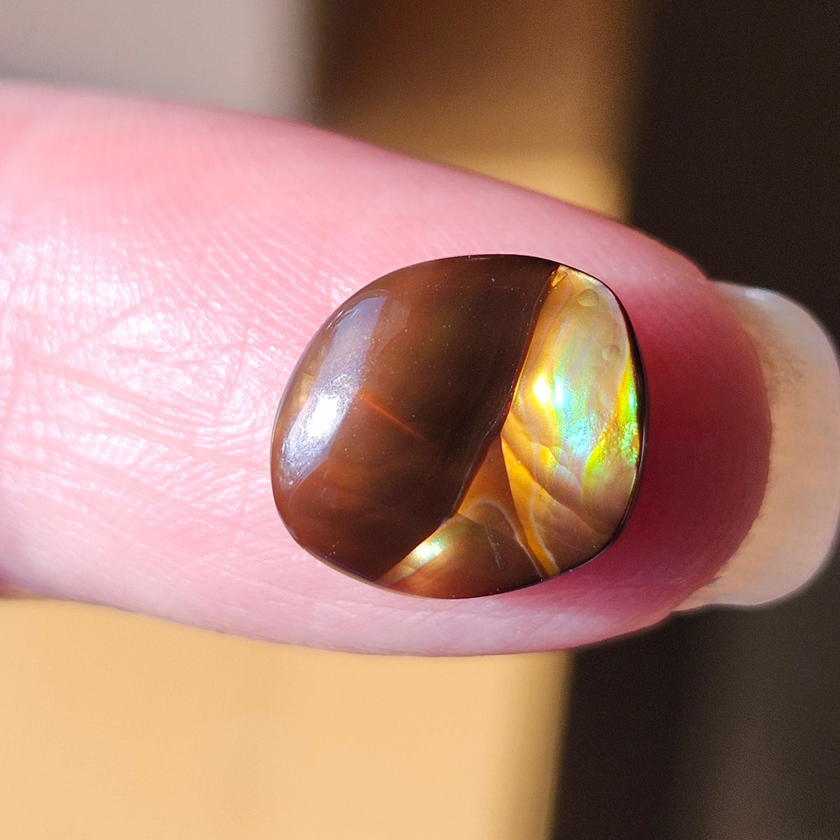 3.43ct Loose Fire Agate | Freeform Oval Cabochon