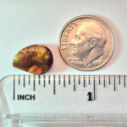 5.14ct Loose Fire Agate | Freeform Pear Cabochon