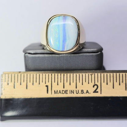 Linhas | Men's Australian Quilpie Boulder Opal Ring | Custom | 14kt Yellow Gold