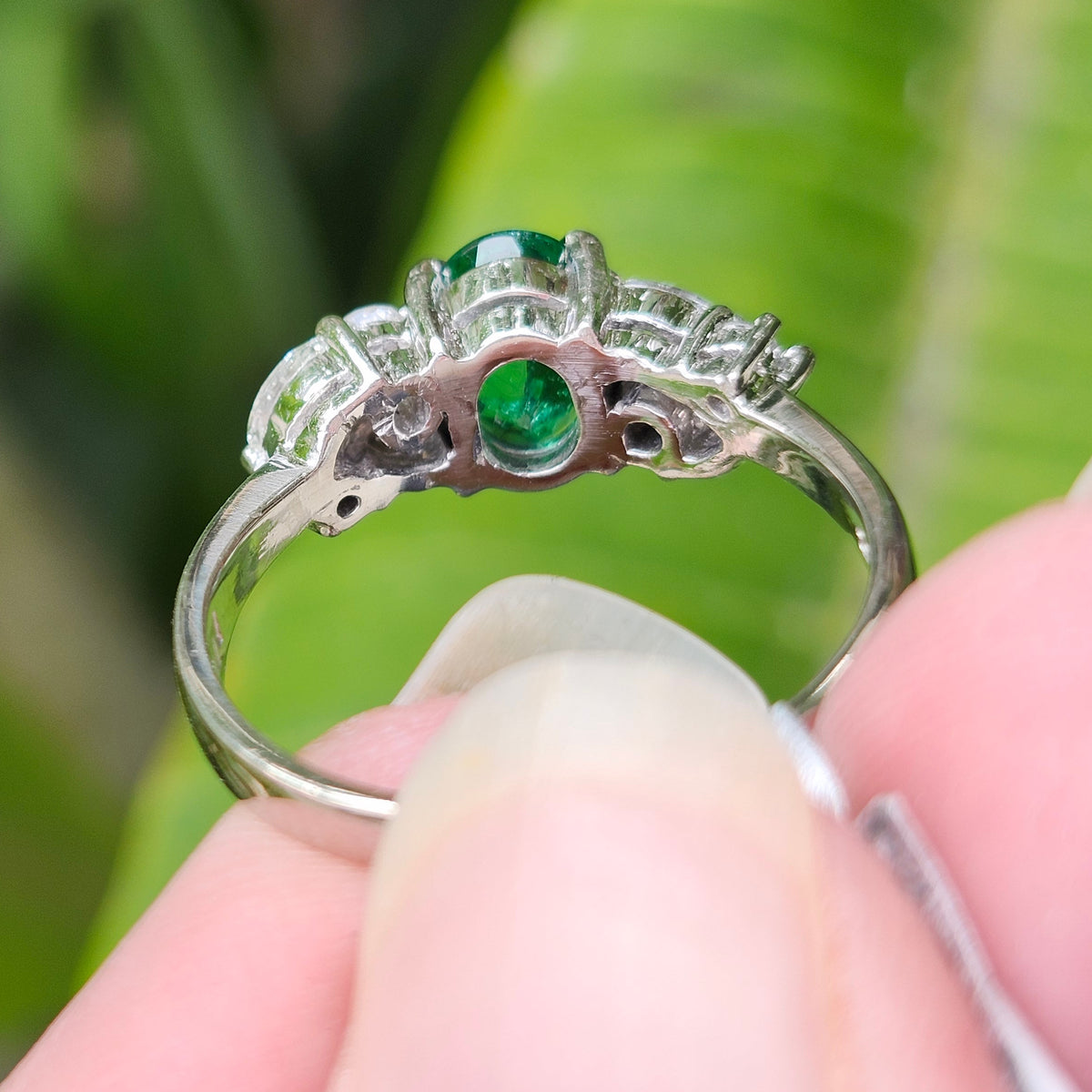 Angelica | 1.29ct Green Paraiba Tourmaline & Diamond Ring | 18kt White Gold