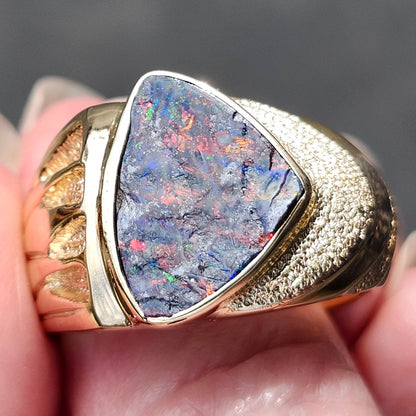 Red Admiral | Quilpie Black Boulder Opal Ring | 14kt