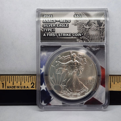 2021 S$1 Silver Eagle First Strike Collectible Coin | ANACS-MS70 | Fine Silver | #21