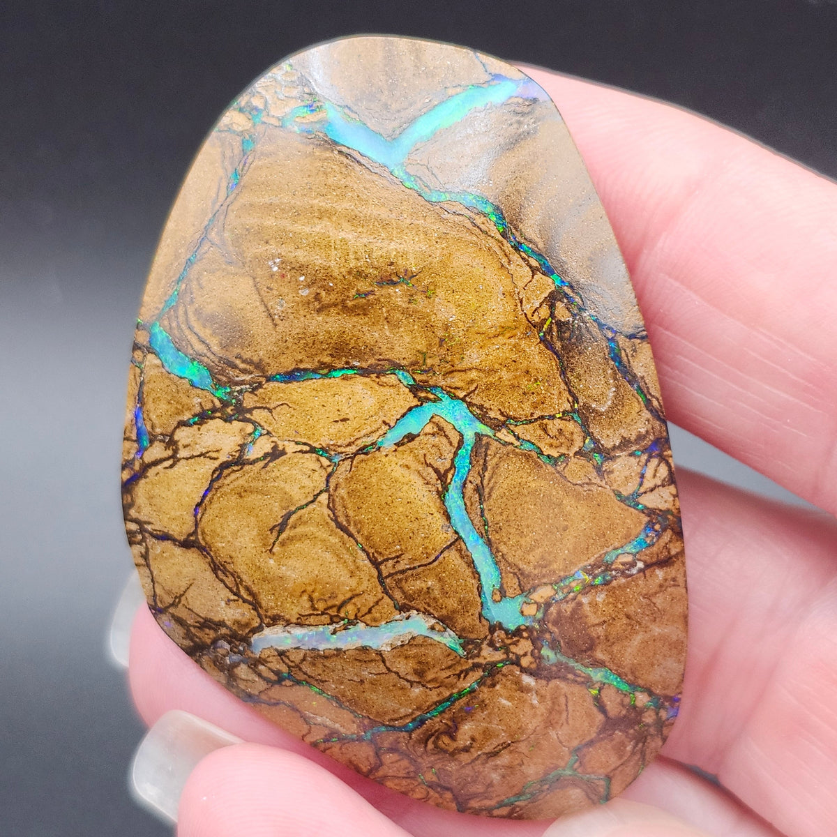 132.51ct Koroit Australian Boulder Opal | Pear Shape Cabochon | Two-Sided Stone | #E292