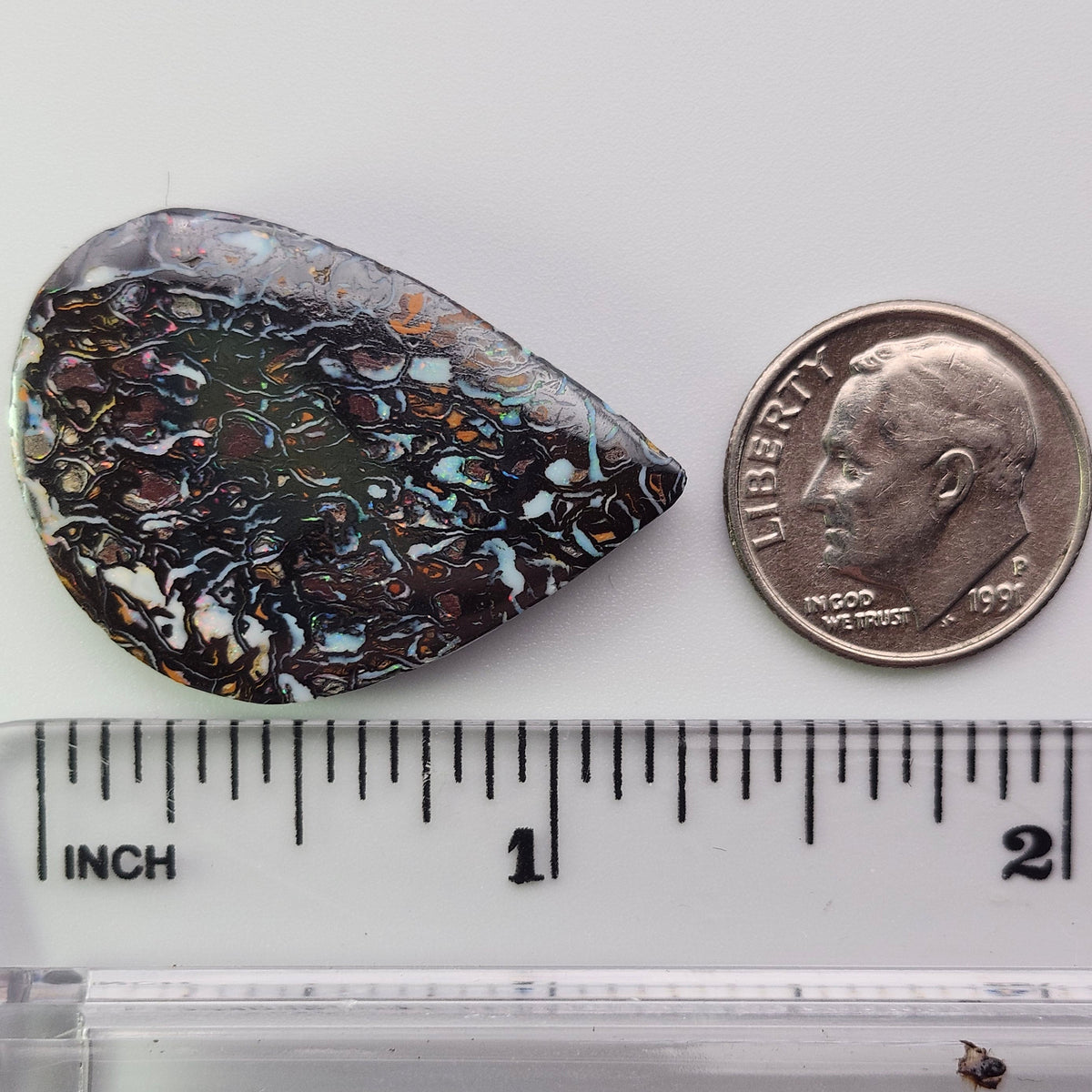 34.05ct Australian Koroit Boulder Matrix Opal | Freeform Pear Cabochon | #E300