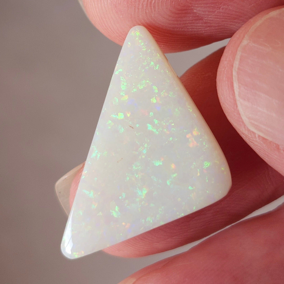 7.47ct White Cliffs Australian White Opal | Triangular Cut Cabochon | #E305
