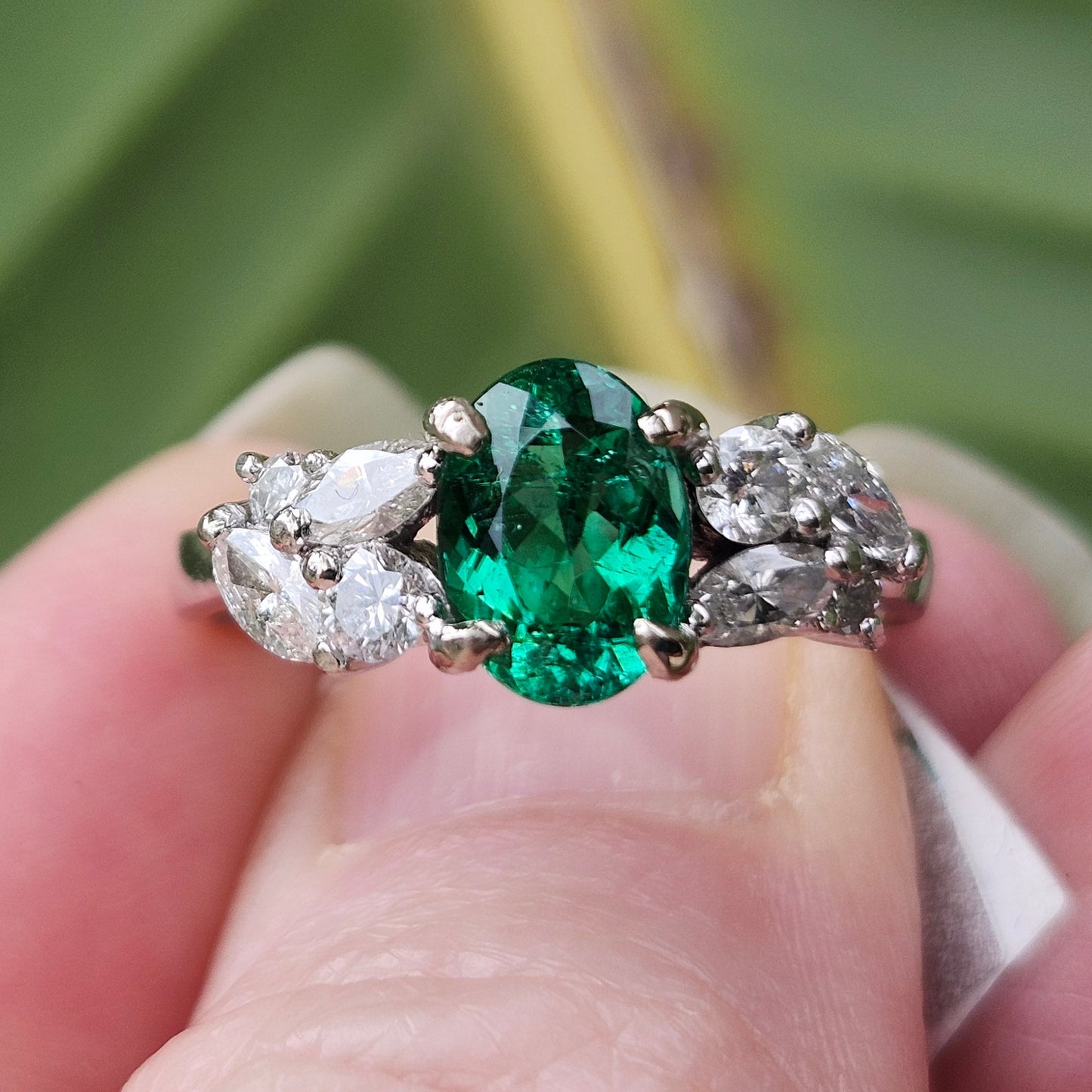 Angelica | 1.29ct Green Paraiba Tourmaline & Diamond Ring | 18kt White Gold