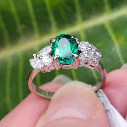 Angelica | 1.29ct Green Paraiba Tourmaline & Diamond Ring | 18kt White Gold
