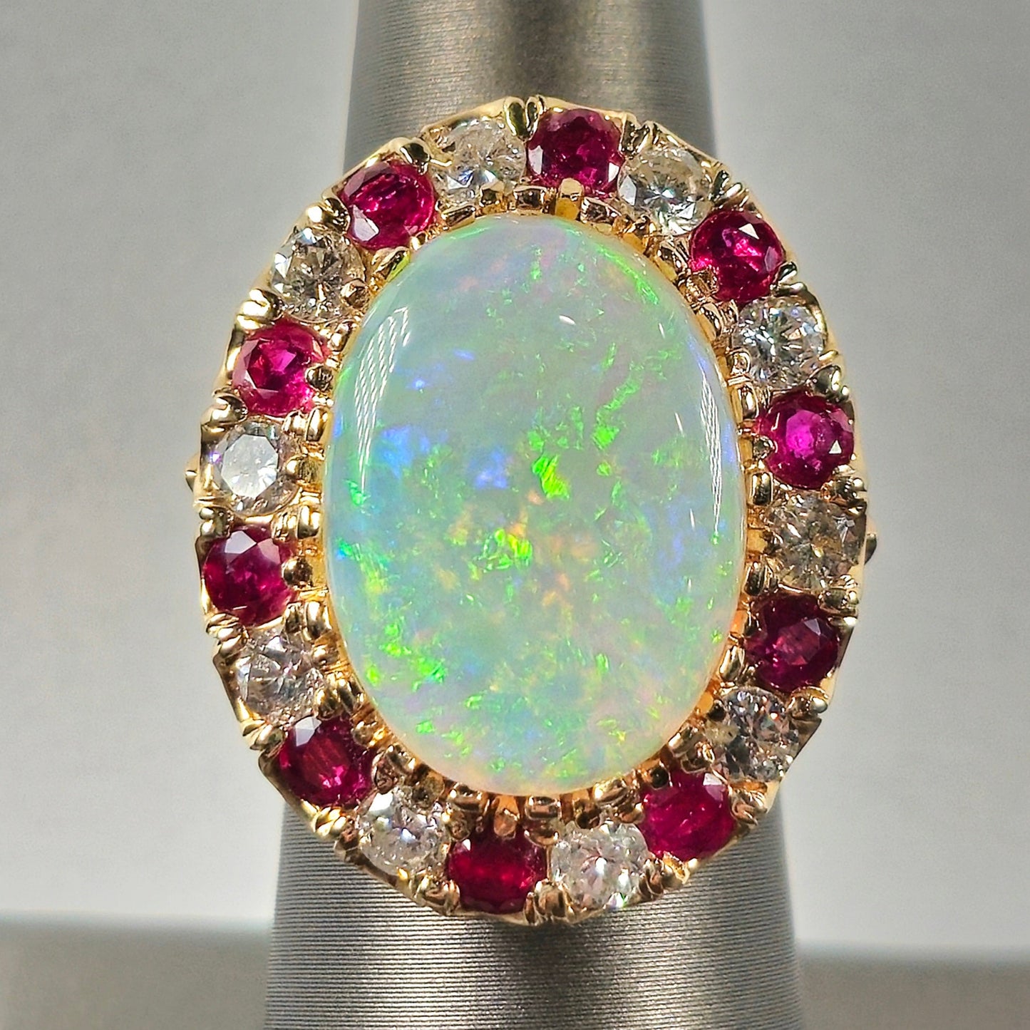 Lady Eve | Ladies' Opal, Burma Ruby and Diamond Ring | 14kt