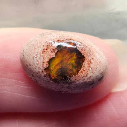 7.36ct Mexican Matrix Fire Opal | Oval Cabochon