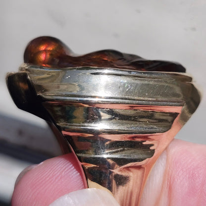 Legacy | 44.30 Gram Custom Fire Agate and Diamond Ring | 14kt Yellow Gold