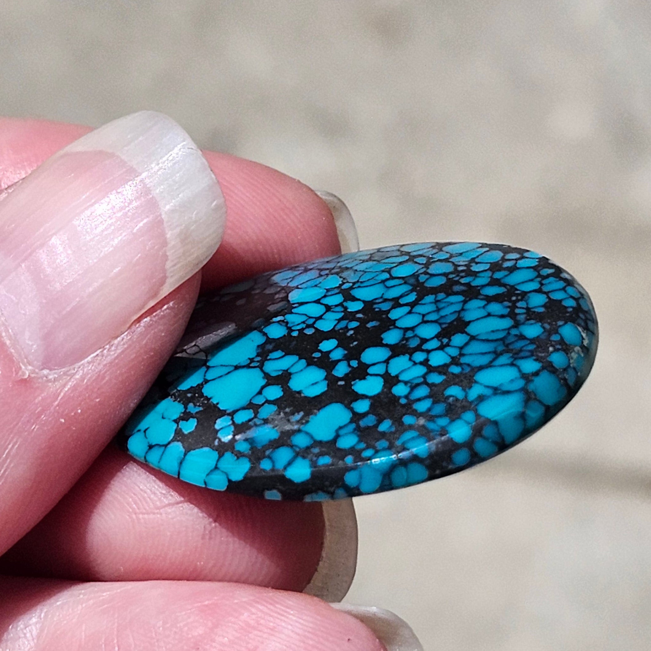 34.70ct Lone Mountain Spiderweb Turquoise Cabochon | Burton's