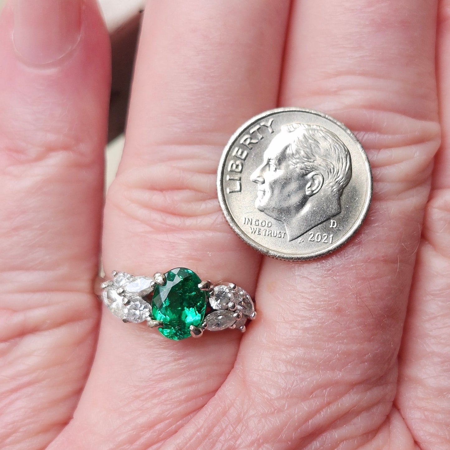 Angelica | 1.29ct Green Paraiba Tourmaline & Diamond Ring | 18kt White Gold