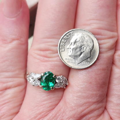 Angelica | 1.29ct Green Paraiba Tourmaline & Diamond Ring | 18kt White Gold