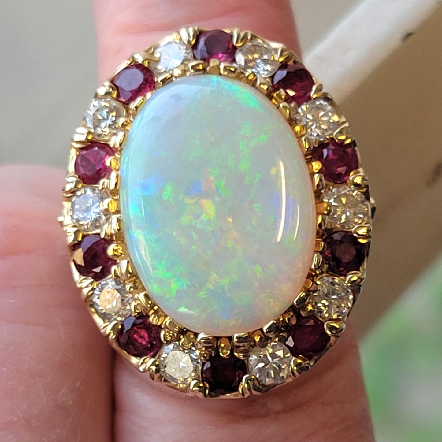 Lady Eve | Ladies' Opal, Burma Ruby and Diamond Ring | 14kt