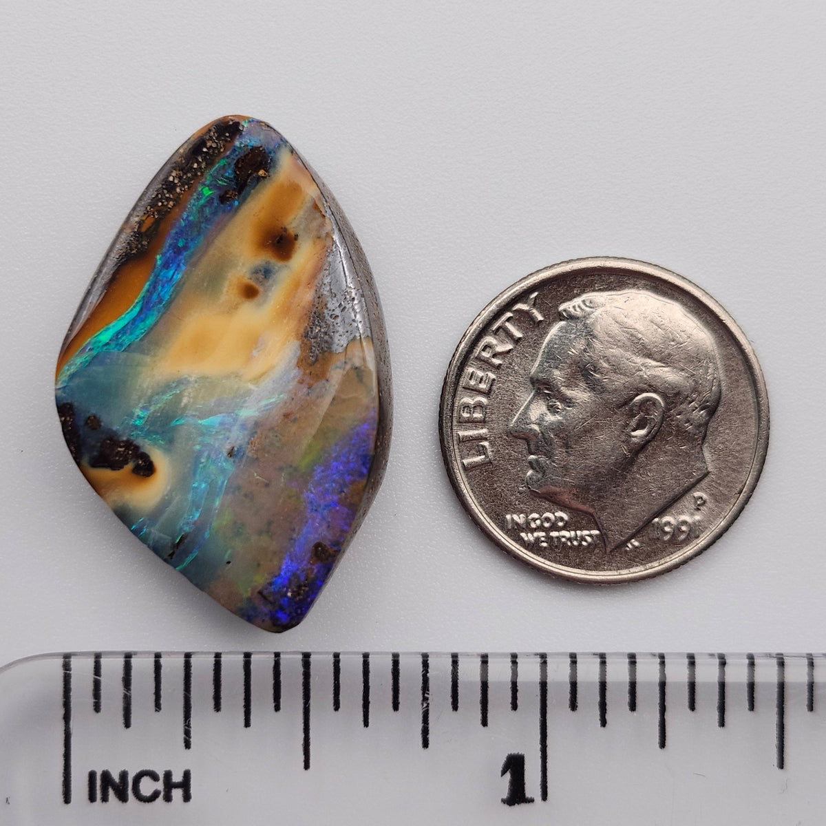 25.19ct Australian Koroit Boulder Opal | Freeform Pear Cabochon | #E299