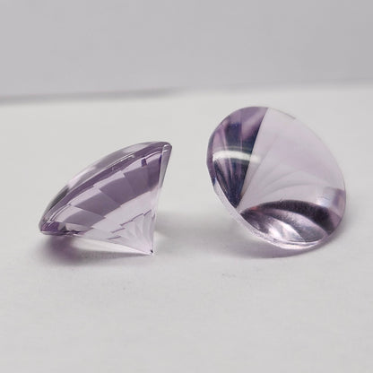 Laser Cut Amethyst Matched Pair | Custom Fancy Cut | Round